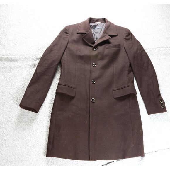 Hugo Boss Coat Mens 42L Brown Wool Cashmere Top Coat Germany - Picture 1 of 6